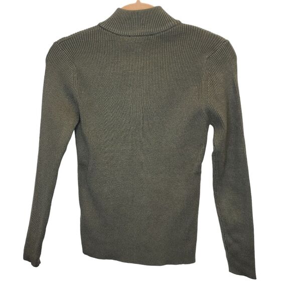 NWT Fashion Women's Quarter Zip Pullover Turtleneck Dark Green Sweater S - Picture 5 of 13